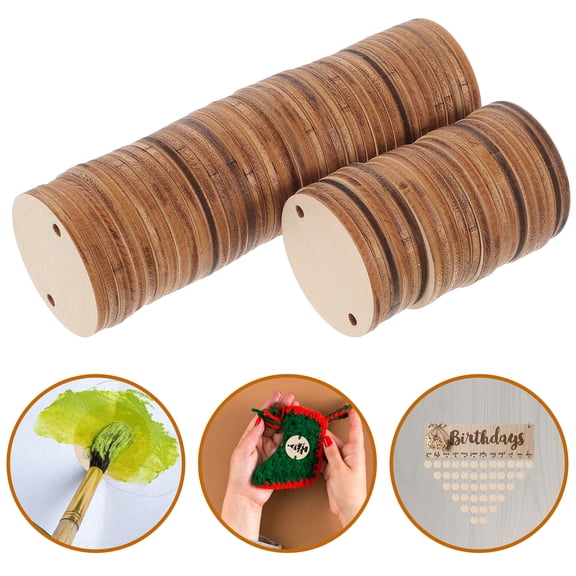 ETEREAUTY Etereautey 60Pcs Smooth Finish Wood Rounds for Creative Decor