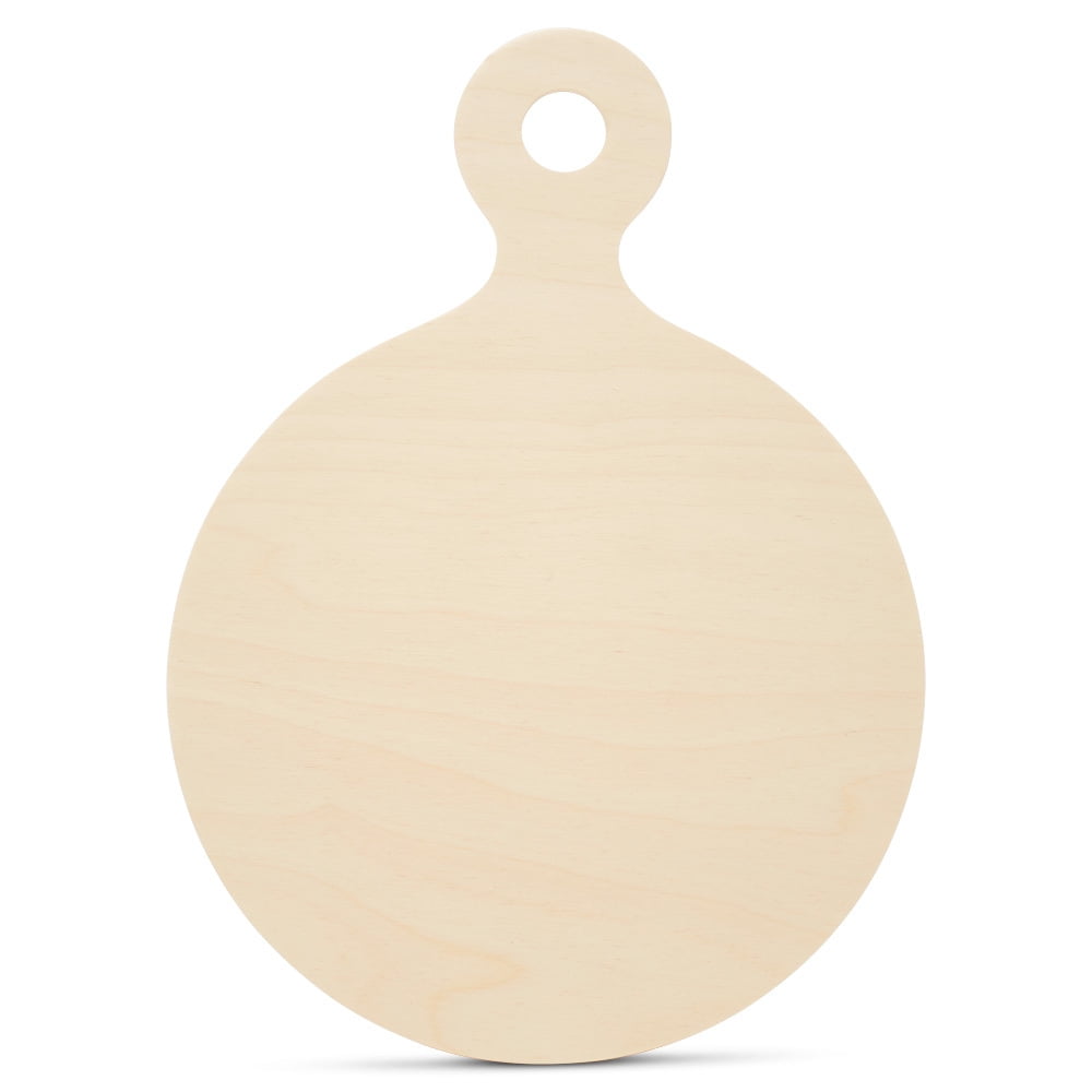 Round Wooden Pizza Board Shape 12" with Handle, Pack of 10 Wood Cutting Boards for Kitchen Decor, & Charcuterie Boards, by Woodpeckers