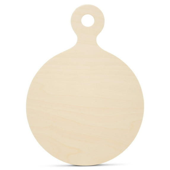 Round Wooden Pizza Board Shape 12" with Handle, Pack of 25 Wood Cutting Boards for Kitchen Decor, & Charcuterie Boards, by Woodpeckers