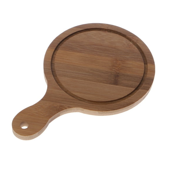 Round Wooden Pizza Paddle Serving Board Making Cutting Tray 4 Sizes