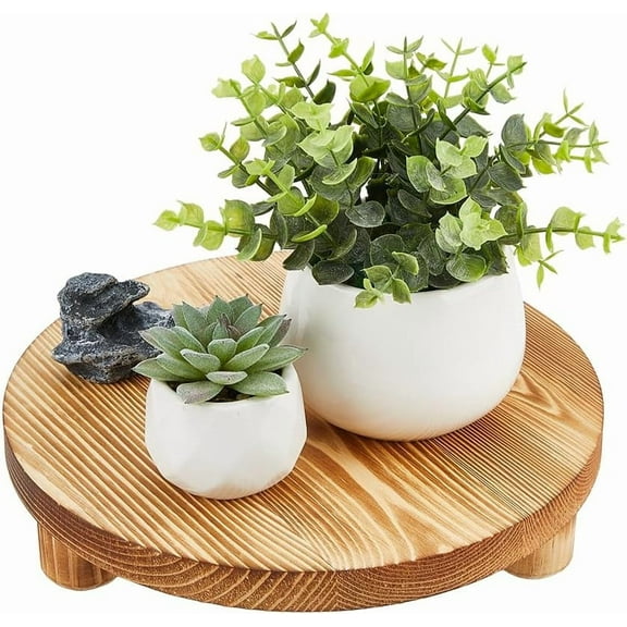 Round Wooden Risers for Display Bathroom Counter Sink Decor Wood Pedestal Stand BurlyWood Wood Farmhouse Soap Tray 25.5x5.3cm Round Wooden Tray for Home Kitchen Table for diy