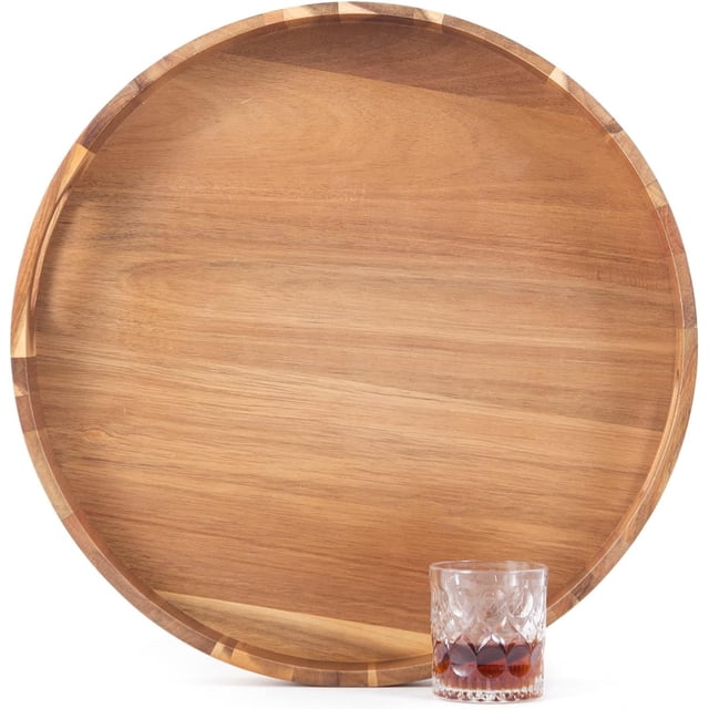 Abawi Nexus Large Acacia Wood Serving Tray – 17x12 Inches – Handmade Rectangle With Handles