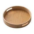 thumbnail image 1 of Round Wooden Serving Tray With Handles Decorative Tray For Breakfast Coffee Snack Home Kitchen,Khaki-30X30X5Cm, 1 of 8