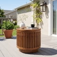 thumbnail image 1 of Round Wooden Side Table with Hidden Storage - Boho Accent Table, 1 of 10