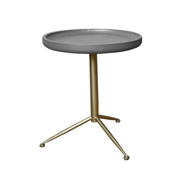 Round Wooden Side Table with Tripod Base, Large, Gold and Gray- Saltoro Sherpi