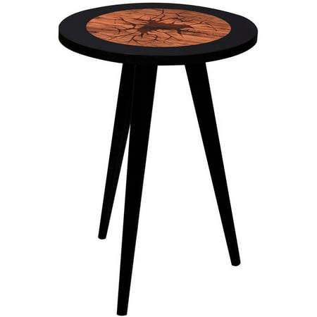 Round Wooden Side Tables, Portable Coffee Tables, End Tables for Living Room and Bedside, Cracked Wood Look - Medium