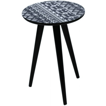 Round Wooden Side Tables, Portable Coffee Tables, End Tables for Living Room and Bedside with Motif Style - Medium