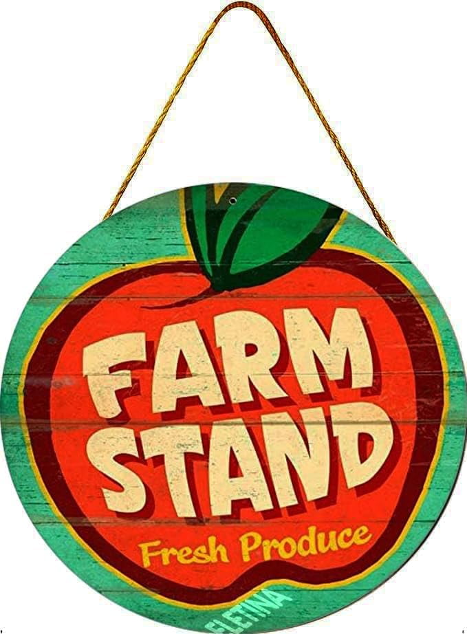 Round Wooden Signs/Garden Fresh Produce Farm Stand Wood Sign Kitchen ...