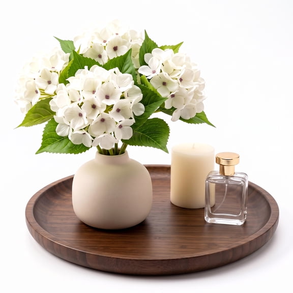 Round Wooden Trays for Decor, Brown