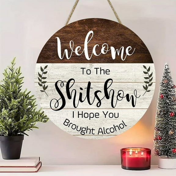 Round Wooden Wall Art Decor, Framed Circle Hanging Sign for Living Room, Bedroom, Kitchen, Office, Vintage Boho Rustic Home Decor, Easy Hang Gift for Holidays Birthday Christmas Housewarming