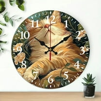 Round Wooden Wall Clock for Home Decor, Cute cat Print, Silent Mechanical Movement, Perfect for Living Room, Dorm, Bedroom, Kitchen, Home Office & More, Wall Clock Living Room
