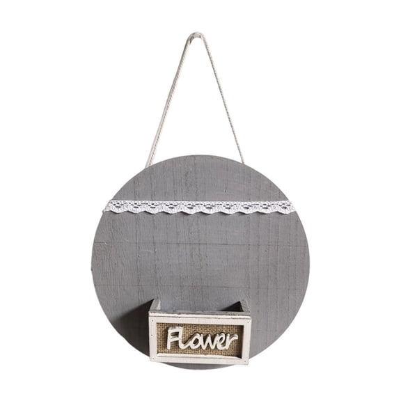 Round Wooden Wall Hanging Flower Basket, Wall Mounted Floral Container for Home Living Room Decor, Rustic Wood Flower Box with Rope for Artificial or Dried Flowers