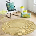 thumbnail image 1 of Round Wool Rug 18x18, Mustard Yellow Carpet, rugs for Living Room., 1 of 8