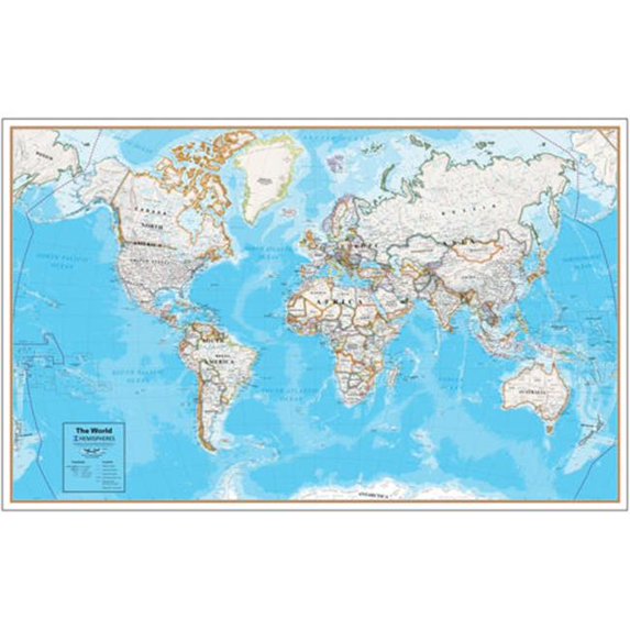Round World Products  Contemporary Laminated Wall Map World