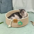 thumbnail image 1 of ​Round Woven Cat Bed, Natural Cotton Rope Pet Basket for Indoor Cats & Small Dogs, Eco-Friendly Washable Bed with Scratching Pad, Warm Boho Style House​​(Khaki), 1 of 1