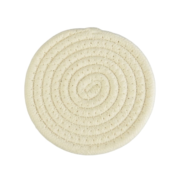 Round Woven Coaster, 4.3 Inch Off White Heat Resistant Absorbent Coaster For Drinks 1 Pack For Home Kitchen Bar