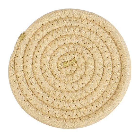 Round Woven Coaster, Light Khaki 4.3 Inch Heat Resistant Table Protection Mat For Drinks 1 Pack