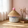 thumbnail image 1 of Round Woven Cotton Rope Storage Basket with Lid, Multicolor, 11 x 7 Inches, Decorative Organizer for Desk, Shelf, Bathroom, 1 of 6