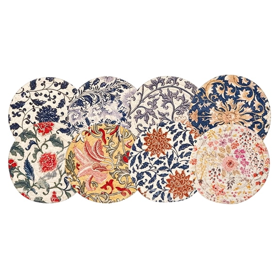 Round Woven Digital Print Coaster and Placemat Thickened Heat Insulation Pad for Kitchen Dining Table Random Single Piece