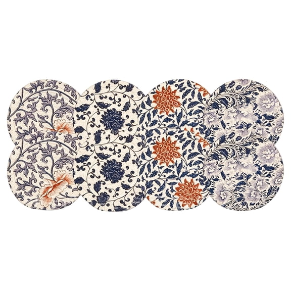 Round Woven Digital Print Coaster and Placemat Thickened Heat Insulation Pad for Kitchen Dining Table Random Single Piece