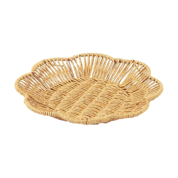 Round Woven Fruit Basket for Counter, Wicker Bread Bowl, Woven Egg Baskets, Rattan Serving Tray, Rectangular Wicker Fruit Basket, Storage Tray for Easter Decor and Table Display,D