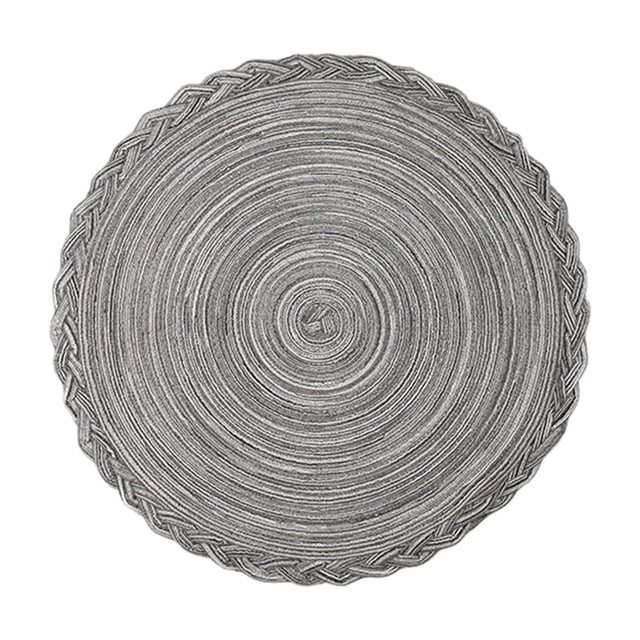 Round Woven Heat-Resistant Placemats - Washable Non-Slip Weave Table Mats, for Home Kitchen Dining Table Decor ( Gray )
