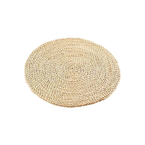 Round Woven Placemat Natural Husk Placemat Handmade Straw Braided Heat Resistant Non-Slip Table Mat for Kitchen Dining Table Beige