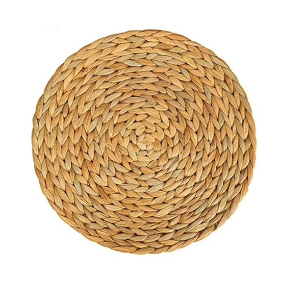 Round Woven Placemat Natural Straw Braided Table Mat Heat Resistant for ...