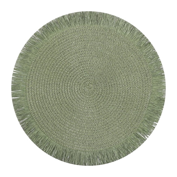 Plaemat Round Woven Placemat With Fringe Border for Dining Table Place Settings ...