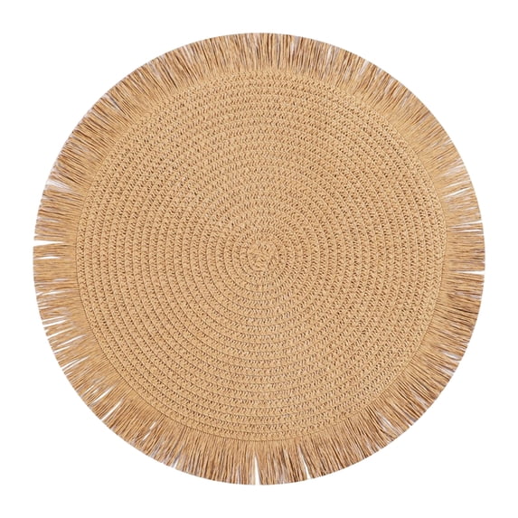 Plaemat Round Woven Placemat With Fringe Border for Dining Table Place Settings ...