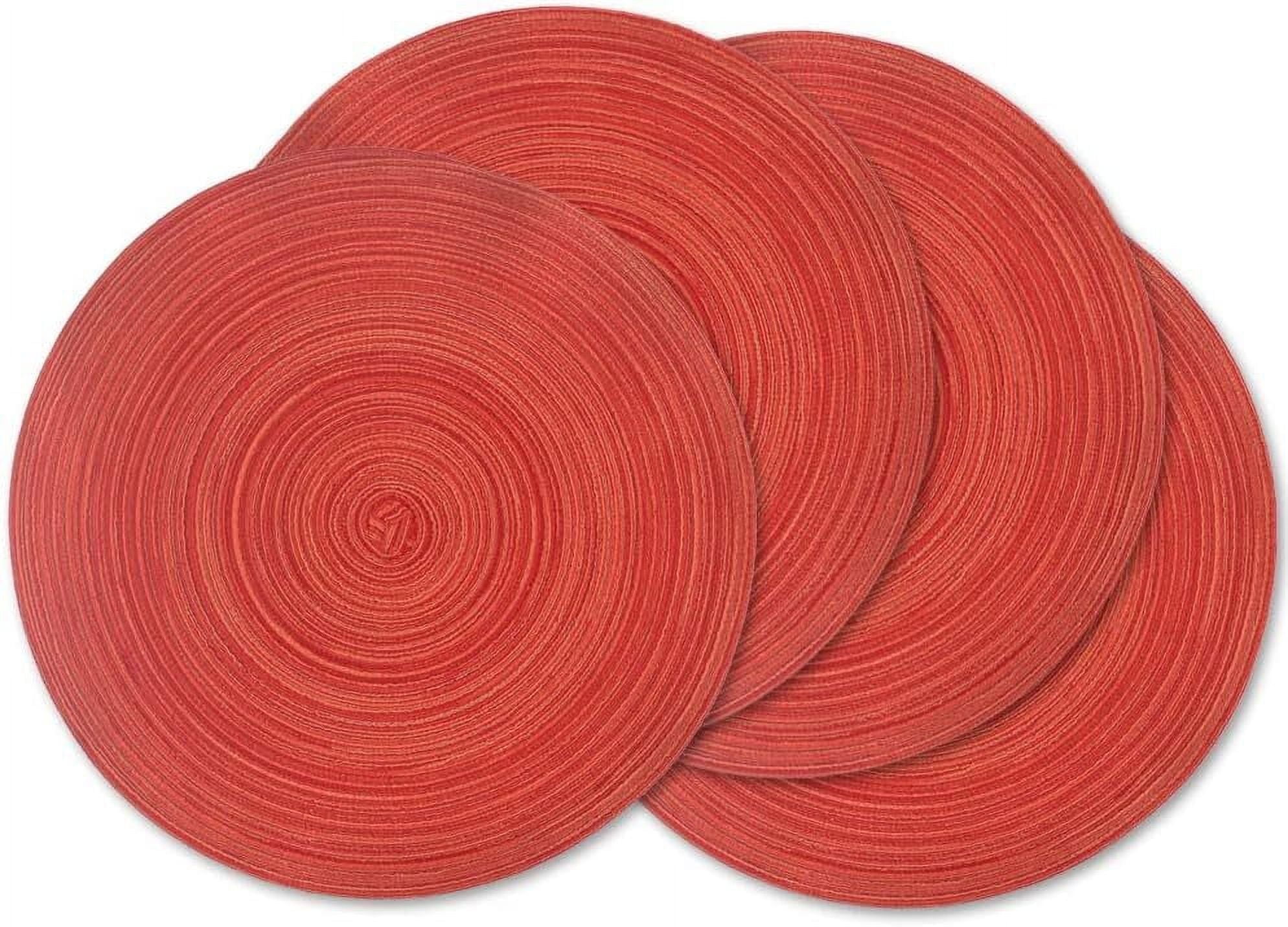 Red 15" Round Cotton Braided Placemats, Set of 4
