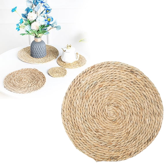 Round Woven Placemats,7.87" Handmade Rattan Woven Table Mats, Heat Resistant Wicker Dining Place Mats, Boho Style Woven Table Placemats, Non-Slip Place Mats, Reusable Woven Placemats for Home Dining