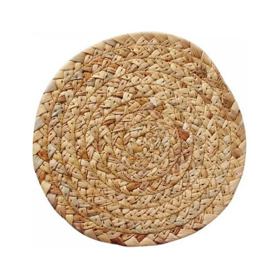Round Woven Placemats For Dining Table, Water Hyacinth Straw Braided Placemat, Heat Resistant Non-Slip Weave Placemats Handmade