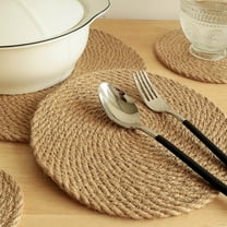 Round Woven Placemats Heat Resistant Non- Table Mats,Rattan Place Mats for Dining Table Protection, Ideal for Hot Dishes Plates Bowls Pots Pans and Seasonal Fall Thanksgiving Christmas Decor