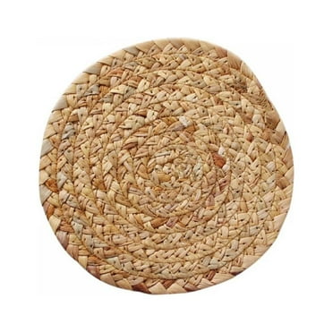 Round Woven Placemats Heat Resistant Placemats Circle Place Mats Rustic Placemats Braided Table Mats Wicker Placemats for Dining Table Set of 4 Pack