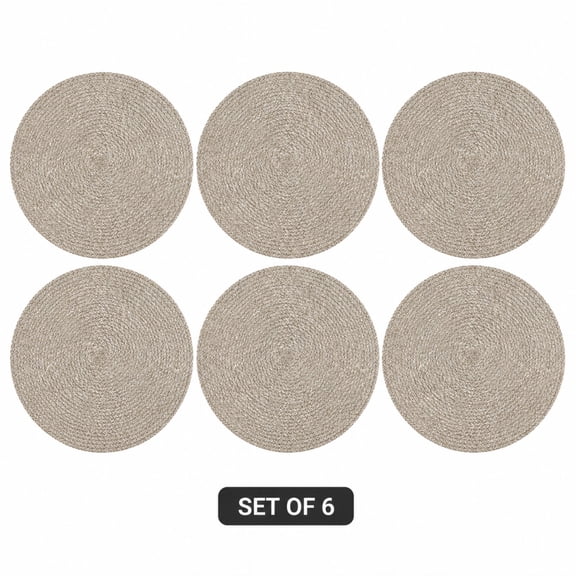 Round Woven Placemats Set of 6 for Dining Table Heat Resistant Table Mats Non Slip Durable Dining Table Place Mats for Kitchen Dining Setup Home Decor and Everyday Use
