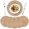 thumbnail image 1 of Round Woven Placemats Set of 6 | Handmade Natural Wicker Placemats for Holiday Wedding Home - Slip Heat Resistant Rattan Chargers for Dinner Plates (13 Inch), 1 of 4