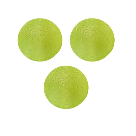 Round Woven Placemats Set Of 3 Waterproof Heat Resistant Dining Table Mats Washable Anti Slip Kitchen Decor Light Green