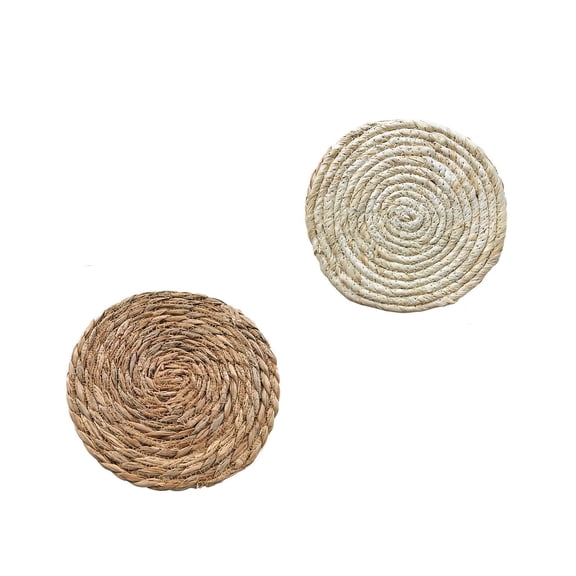 Round Woven Placemats Set of 2 Seagrass Spiral Weave for Kitchen Table Decor Farmhouse Decor Housewarming Gifts for Kitchen and Dining Use