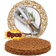 thumbnail image 1 of Round Woven Placemats Set of 8, 12.99" Paper Braided Non-Slip Heat Resistant Table Mats for Dining, Brown, 1 of 6