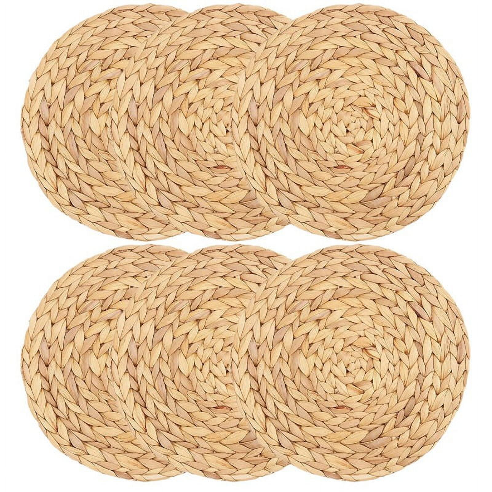 Round Woven Placemats, Water Hyacinth Woven Rattan Placemats Round