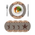 thumbnail image 1 of Round Woven Placemats set of 4, Black Plaid Country Star Washable&Heat Resistant Plastic Wipeable Placemats for Round Table Farmhouse Wood Texture Kitchen Dining Table Decor, 15in,, 1 of 9