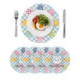 thumbnail image 1 of Round Woven Placemats set of 4, Happy Easter Washable & Heat Resistan-t Plastic Wipeable Placemats for Round Table Cute Easter Bunny Eggs Kitchen Dining Table Decor, 15in, Blue Plaid, 1 of 9