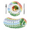 thumbnail image 1 of Round Woven Placemats set of 8, Gnome St. Patrick's Day Washable & Heat Resistan-t Plastic Wipeable Placemats for Round Table Four Leaf Clovers Kettle Rainbows Kitchen Dining Table Decor, 15in,, 1 of 9