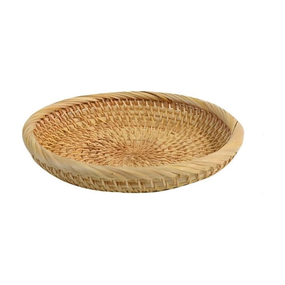 Round Woven Rattan & Wicker Baskets, Multi-Size Food Storage Bowls for Bread, Fruit, Vegetables, Potatoes, Chips, Keys & Wallet, Kitchen Counter Organizers,S