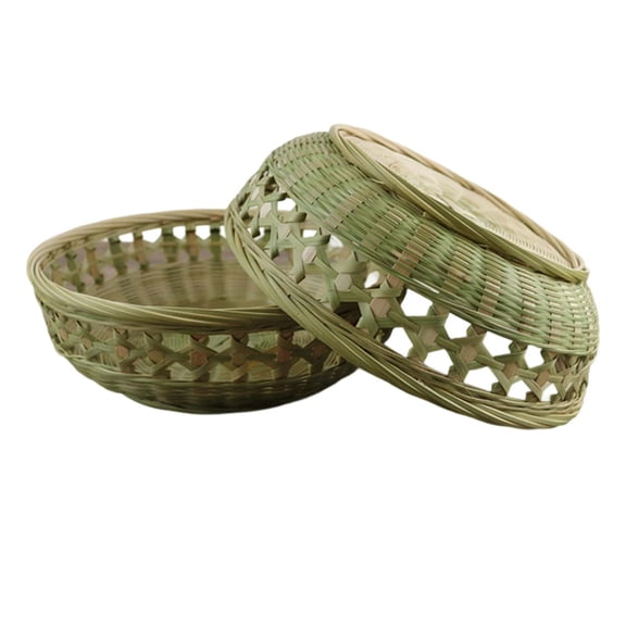 Handwoven Bamboo Fruit Basket,Natural Reusable Storage for Vegetables,Snacks,Lightweight Wicker Design for Kitchen Countertop,Picnic Restaurant,Vintage Rattan Organizer Decorative Gift Basket