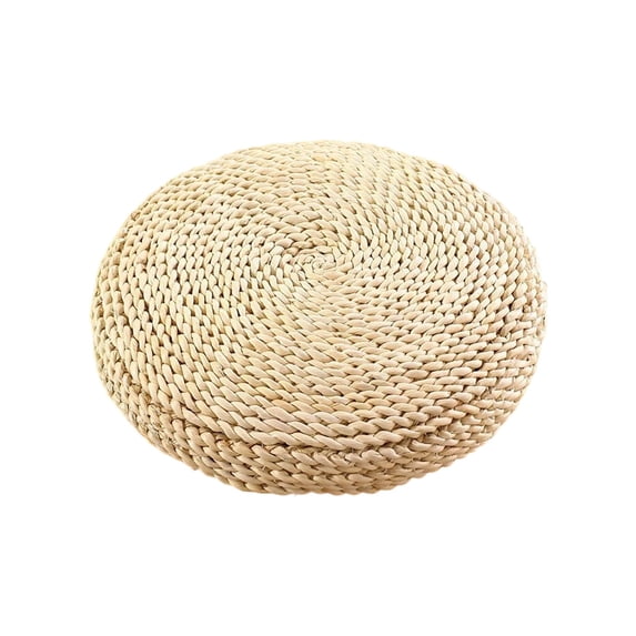Round Woven Straw Mat Cushions for | Comfortable Thick Silk-Filled Floor Pillow | Breathable, Durable, & Easy to Clean Outdoor Activity Seating Beige B