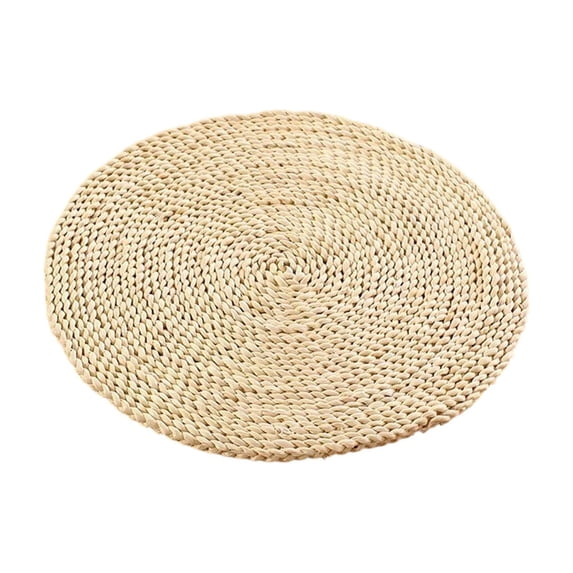 Round Woven Straw Mat Cushions for | Comfortable Thick Silk-Filled Floor Pillow | Breathable, Durable, & Easy to Clean Outdoor Activity Seating Beige