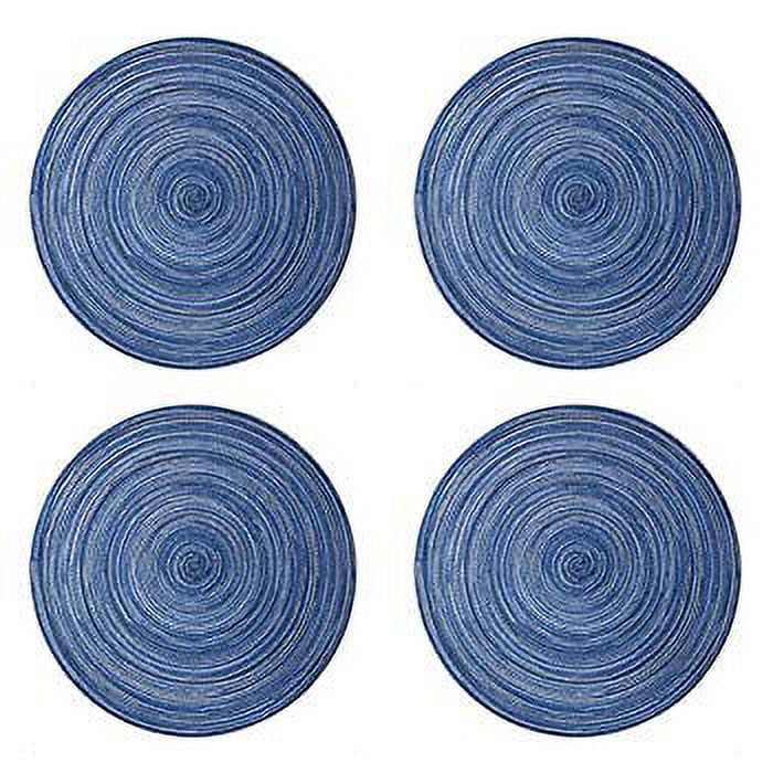 Round Woven Vinyl Placemats Set of 4, Heat Insulation Stain Resistant
