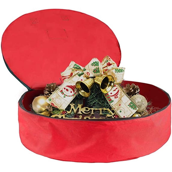 Round Wreath Storage Bag, Durable Oxford Fabric Waterproof Organizer with Zipper Closure, Large Capacity for Holiday Decorations and Gift Wrap, Space Saving Design for Under Bed or Closet Storage